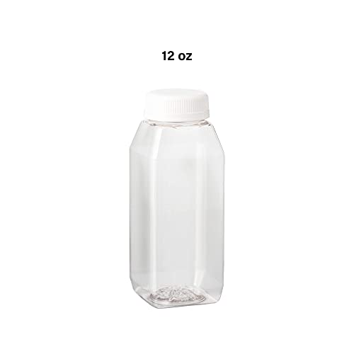 Mt Products 12 Oz Empty Clear Pet Plastic Homemade Juice Bottles With White Tamper Evident Caps Set Of 12 Bottles And 12 Covers - Made In The Usa #TOP2