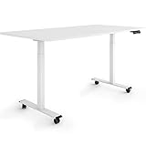 ESMART Germany ERX-122WW 160x80cm Weiß Ergonomischer Steh-Sitz-Schreibtisch auf Rollen Stufenlos elektrisch höhenverstellbar 78,5-127,5 cm 3 x Memory Aktivitätserinnerung Dual Motor