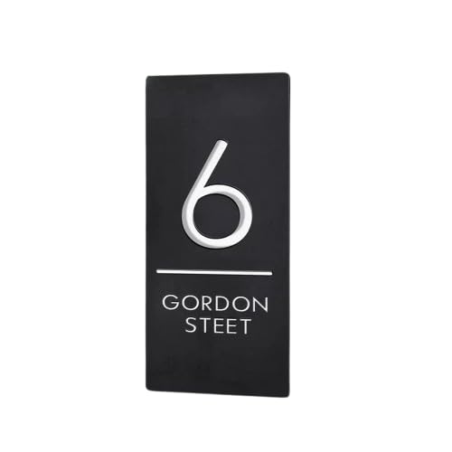 Image of Name Plates for Home Entrance Outdoor | Water Weather Proof Matt Black Acrylic 30x15 cm 3D Letters- White Letters, Ideal for Home, Office and Outdoor Entrances 30x15 cms Black and White vertical