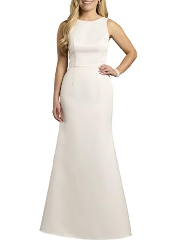 David's Bridal High Neck Satin Bow Back Mermaid Wedding Dress