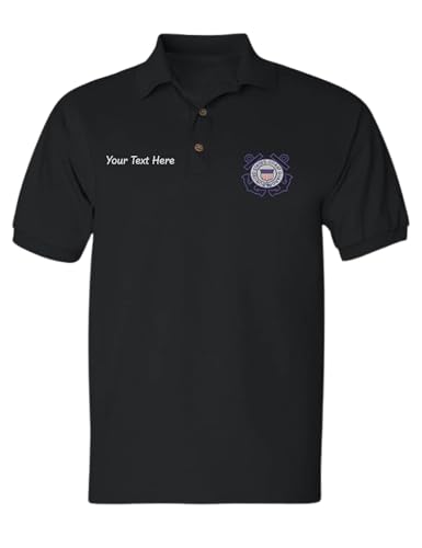 ALLNTRENDS Men's Polo T Shirt Coast Guard Embroidered USCG Top USA Embroidery