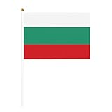 Bulgarische Flagge, 6 Stück & 10 Stück Handflagge, Banner auf Stab, kleine Flaggen für Paraden, Party, Bar, Geburtstag