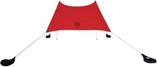 Image of Neso Portable Beach Tent Sun Shelter with Sand Anchor - Lightweight Beach Shade Canopy - Easy Setup for Family Outings - Patented Reinforced Corners - UPF 50+ Sun Protection - 7 x 7ft - Lehua Red