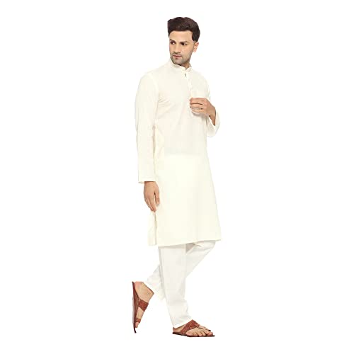 Image of ITOS365 Men Cotton Blend Kurta Pyjama Set Party Fashion Regular Ethinic Wear Indian Dress Gift for Men