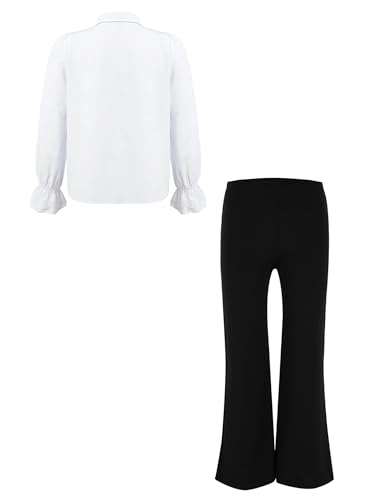 Girls Boys Yoga Flare Legging Dance Pants with Long Sleeve Ruffle Shirt for Latin Jazz Ballet Dance Training Outfit2