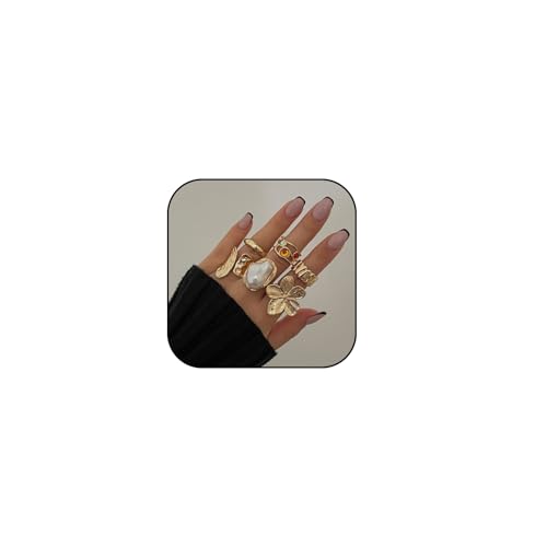 Tazimo Gold Chunky Knuckle Ring Set Non Tarnish,Statement Adjustable Stacking Rings Trendy Unique Fashion Jewelry Gifts for Women (Silver)