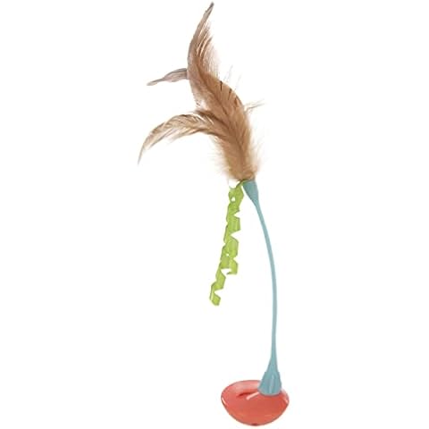 Petlinks Tippy Teaser Self Righting Rocking Feather Cat Toy - Blue/Orange, One Size Cover