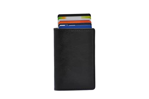 DRT Kreditkartenträger bis 6 Karten mit Geldklammer Aluminium - RFID Schutz - Slim Card Wallet - Kartenetui, Kreditkarten Etuis, Geldbeutel - Geldbörse (Schwarz) Cover