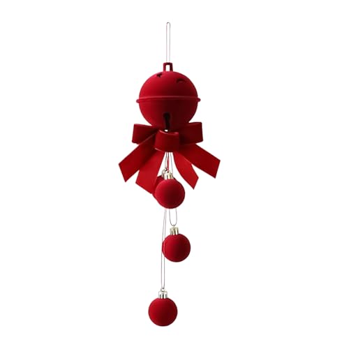 Misaakoeq クリスマスボールオーナメント, 掛けられるクリスマスボール装飾, 窓飾り店舗祭り休日パーティー季節展示用フロック加工赤吊り下げ装飾