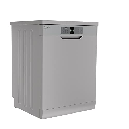 Image of Crompton 12 Place Setting Freestanding Dishwasher with 6 Wash Programs and Super Active Drying System | Energy Saving Dishwasher with Stainless Steel Tub (Voilla 12 PS DW, Silver Inox,FS-DWVOA12PS-DS)