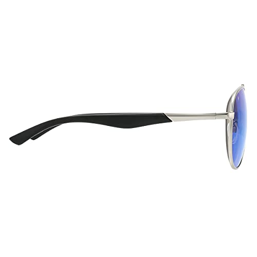 Piranha Luther Aviator Sunglasses with Silver Frames and Mirrored Blue Lens4