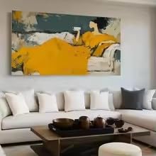 DIHANSM Abstraktes modernes Leinwandbild mit Figuren, Wanddekoration für Wohnzimmer (55 x 110 cm/ungerahmt)