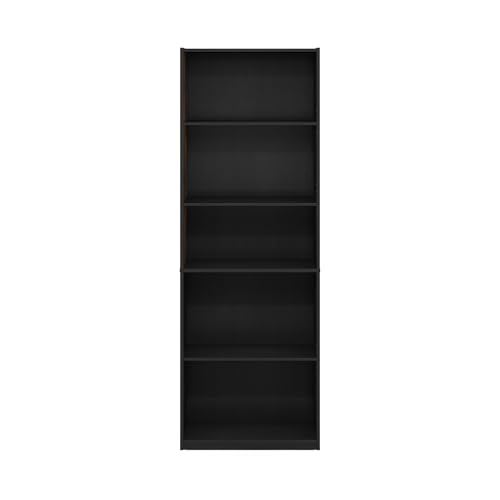 Image of Furinno GEHRY Book Shelf, 5-Tier Bookshelf with Open Shelf, Standing Bookcase with Adjustable Shelves, 11.6 x 24.8 x 71.4, for Living Room, Bedroom, Home Office, Blackwood
