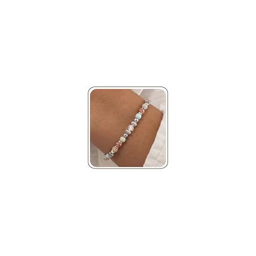 ORAZIO Armband Damen Perlenarmband Damen Mondstein Edelstein Armband Silber Edelstahl Perlen Armbänder Heilsteine Freundschaft Schmuck Damen Geschenk Frauen Geburtstag