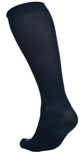 Ecosox Graduated Compression Socks 3 Pairs Bamboo Viscose Unisex Crew USA made (US, Alpha, Large, Regular, Regular, Navy)