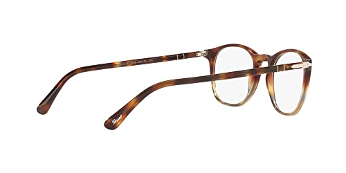 Persol PO3007VM Armações quadradas de óculos de grau grau de tartaruga, marrom manchado, 52 mm, Tart