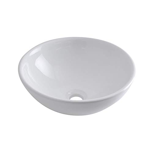 Milano Irwell Modern White Ceramic Round Countertop Bathroom Basin Sink - 400mm