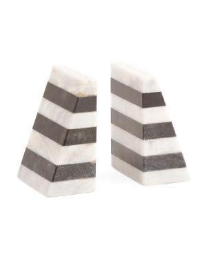 BALAJI STONE IMPEX Marble 5 in *6 in Triangle Style Marble Book Stand | Marble Book End | Heavy Book Stopper Stand Dcor
