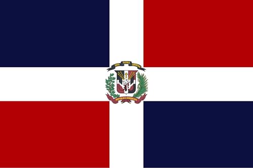 Drapeau de la République dominicaine. Qualité Satin Premium. Grande taille : 150 x 90 cm.