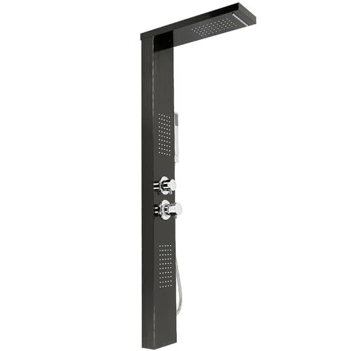 MUL-BOUTICA Columna de Ducha Hidromasaje,Columna de Ducha Ajustable Para Cambiar La Temperatura Y El Flujo De Agua,Sistema De Ducha Termostático Con Ducha Y Cascada. (negro, S2)