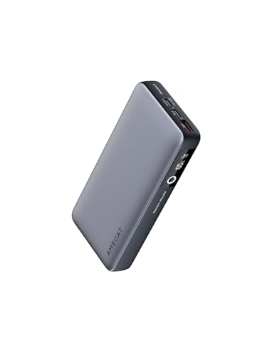 AMEGAT Power Bank 65 W, 20.000 mAh powerbank, USB C-ingang en output externe accu, 3 poorten,...