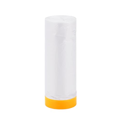 Image of Pre-Taped Masking Film Plastic Cover PE Film Natural Fiber Material 1 Pc 2500x150cm / 82.02ftx59.06 inch White Orange