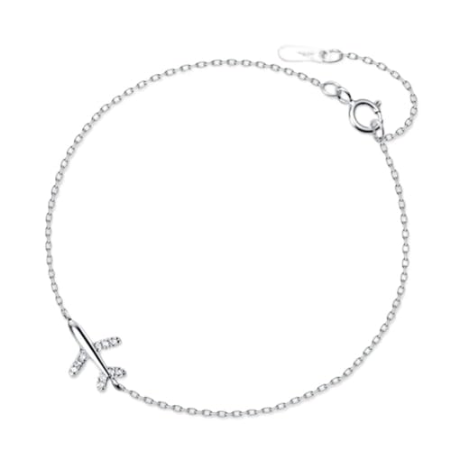 Bracelet avion pour femme avec breloques élégantes en argent