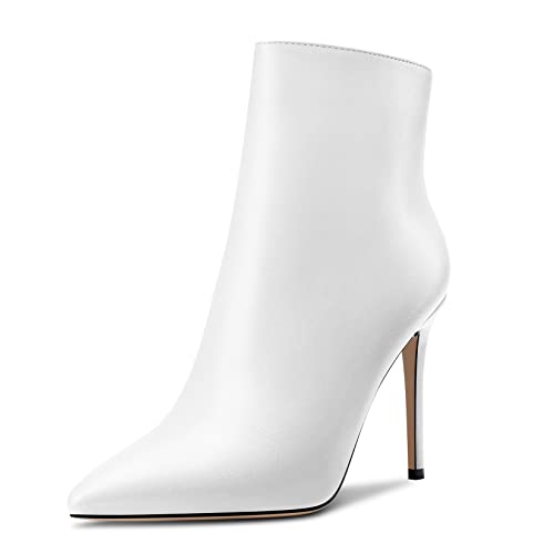 Aachcol Women Ankle Boots Short Bootie Close Pointed Toe Stiletto High Heel Dress Shoes Matte Zipper Sexy 4 Inch