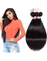 Brazilian Straight Human Hair 3 Bundles Unprocessed Brazilian Hair Bundles Straight Human Hair Extensions Brazilian Virgin Hair 3 Bundles Natural Color No Tangle Can Be Dyed(14" 16" 18")