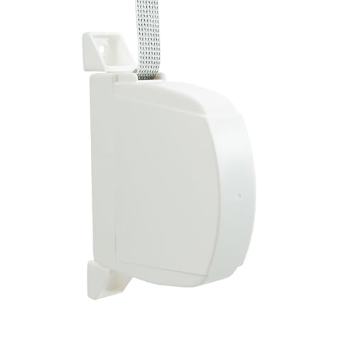 TELKES - Recogedor de Persiana Exterior Abatible - Enrollador de sobreponer con Cinta para fijación en Pared o Marco Ventana - Sistema Universal (Blanco, Cinta 14mm)