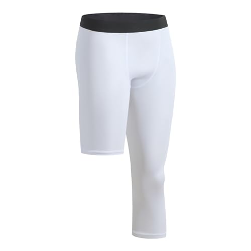 YOSUWOAI Leggings de baloncesto para hombre, pantalones de compresión, pantalones de deporte, 7/8, mallas deportivas, mallas de entrenamiento, pantalones de fitness, capa base, atlética, legging de