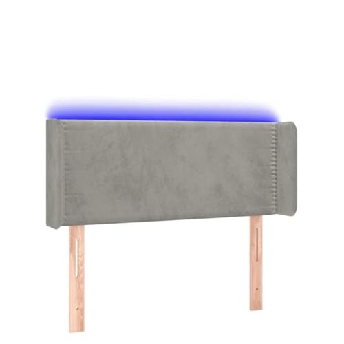 Genérico Wenjingqi Cabecero con LED de Terciopelo Gris Claro 103x16x78/88 cm, Gris 3123138