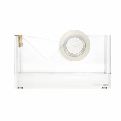 Distributeur de ruban adhesif acrylique transparent et metal dore 31734