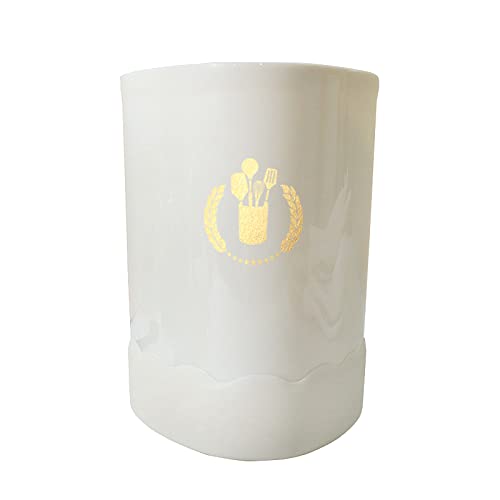 Snplowum 1pcs Cooking Utensils Plastic Holder Storage Bucket, Triangular Bucket For Countertop Kitchen Utensils Holder, Easy To Clean - White