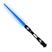 TE-Trend Lichtschwert Lightsaber Laserschwert Kostüm Zubehör Säbel Halloween Waffe Spielzeug Schwert Kinder bis 108cm ausziehbar mit Sound Licht und Vibration blau