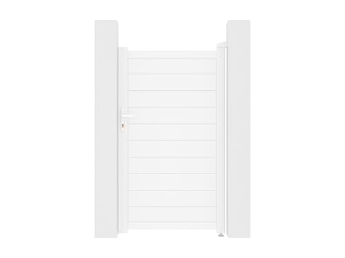 Vente-unique - Portillon battant aluminium plein L103 x H181 cm blanc - NAZARIO