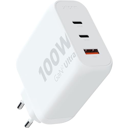 Cargador USB GaN2 Ultra 100W Xtorm para viaje con triple puerto blanco