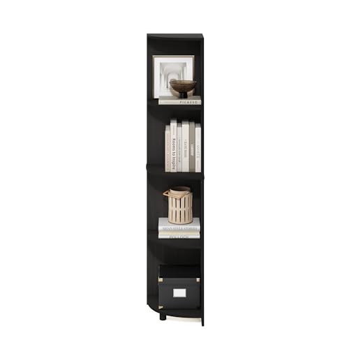 Image of Furinno ECON Corner Shelf, 4-Tier Corner Book Shelf, Storage Shelves, Display Rack, Bookshelf, for Organization and Storage, Living Room, Home Office, Espresso