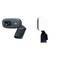 Logitech HD Webcam C270 + Litra Glow Premium Streaming Light with TrueSoft - Grey