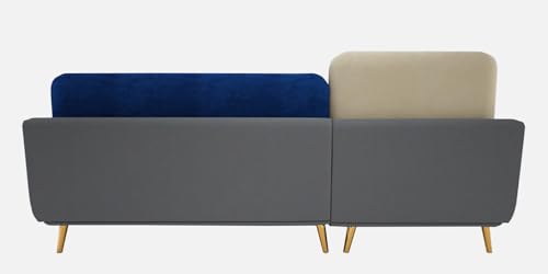 Image of Polyester Velvet Contemperory Sofa Set with Cushion Chaise Lounge, Sectional Sofa Perfect for Your Living Room,Guests Room & Office. (Blue & Beige, RHS 4 Seater)