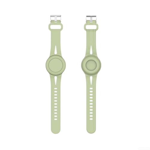 Funda protectora de silicona para Airtag | Material impermeable suave, pulsera antipérdida para viajes (gris-verde)