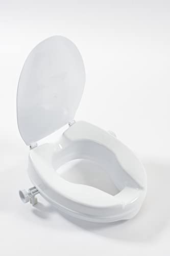 Réhausseur de WC pour sénior Linton NRS Healthcare 50mm avec couvercle blanc
