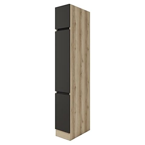 RIWAA - Apothekerschrank Denver - 30 cm breit - Anthrazit matt/Wildeiche Cover