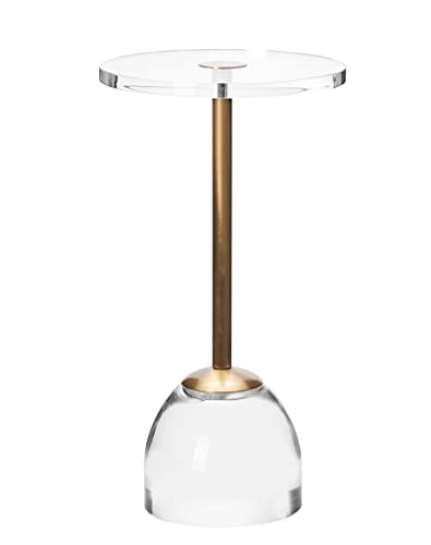 Clear Acrylic End Table,Brushed Brass Metal,Side Table for Office...
