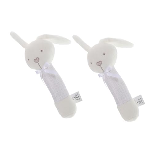 JOINPAYA 2個カートゥーン動物 ラトルおもちゃ 手で振るプ ちゃん用 音が出る ぬいぐるみ型 ウサギ