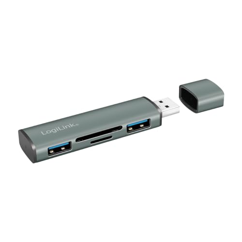 LogiLink UA0394 - Hub USB 3.2 (Gen2) a 2 Porte con Lettore di schede per schede microSD e SD, alloggiamento in Alluminio con Cappuccio Protettivo - Hub USB - Immagine 5