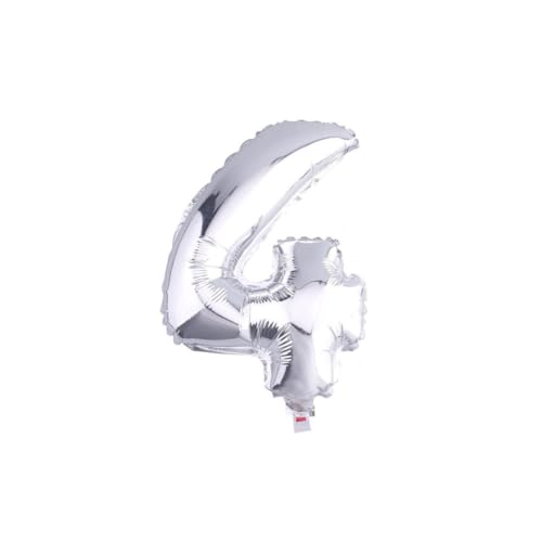 OISE ART STORE Trade Shop - Palloncino Numero 4 Gonfiabile Elio Argento 35 Cm Compleanno Festa Party Casa
