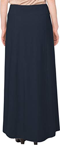 Baby'O Women's Stretch Cotton Knit Faux Button Front Maxi A-Line Skirt4