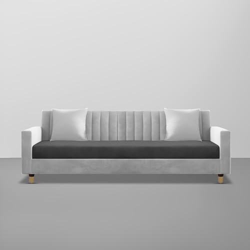 Image of Casaliving Garcia 3 Seater Sofa Set for Living Room (Black Grey Colour) Premium Fabric Sofa