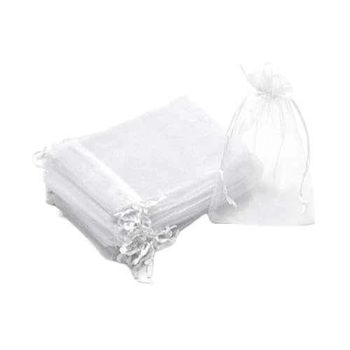 YIYI オーガンジー無地巾着袋12*9cm(100枚) ラッピング プレゼント 包装 (ホワイト)